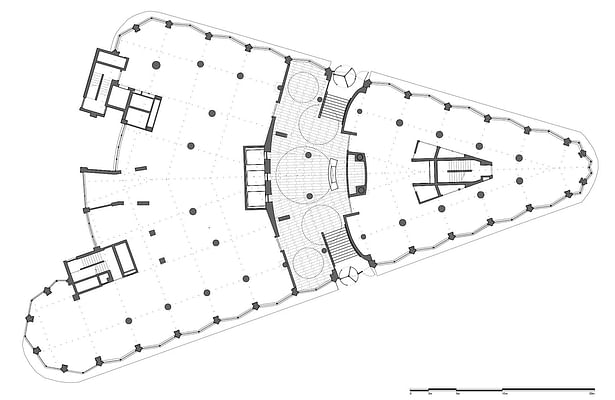 Plan of the ground floor showing the lobby area