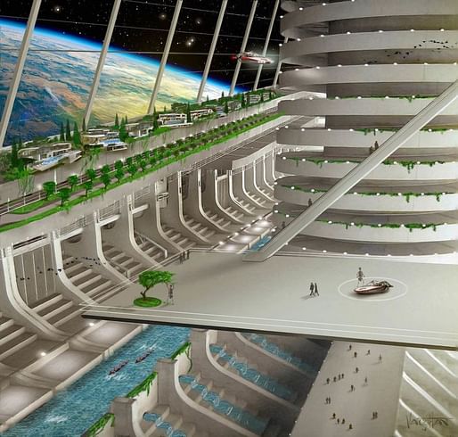 A rendering of a habitable platform, which Asgardia envisions sending its citizens to in the future. Credit: James Vaughan