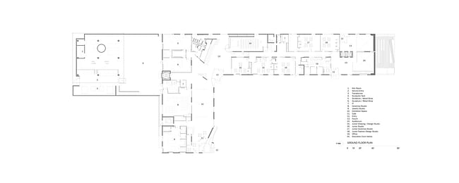 Glassell School of Art, Leve 1 floor plan. Image © Steven Holl Architects.