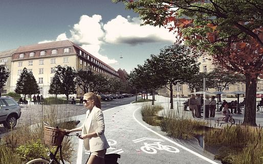 A rendering of Copenhagen's St. Kjeld, the first urban neighborhood in the world to prep for climate change using adaptive techniques including selective vegetations and constructed waterways. Credit: Tredje Natur