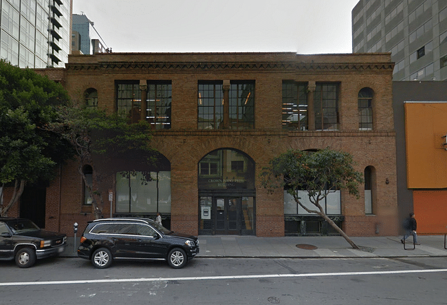 The brick building that will soon house a San Francisco Gagosian Gallery, designed by Kulapat Yantrasast of wHY. Image via Google Maps