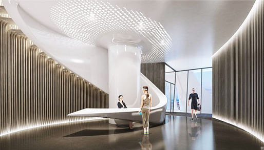 A VR shot of 1000 Museum Lobby, a Zaha Hadid project in Miami. Image: 1000 Museum Brochure