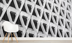Concrete effect wallpaper brings brutalism inside