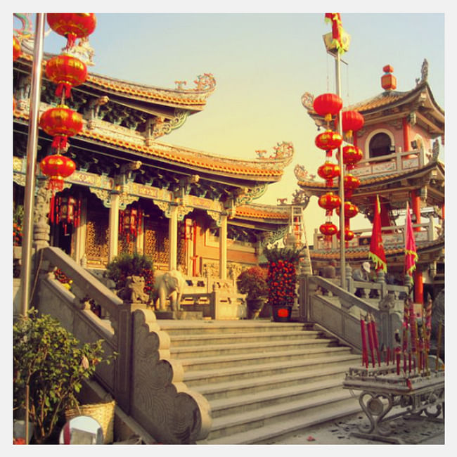 A temple in Shanwei, Guangdong province, during the Spring Festival