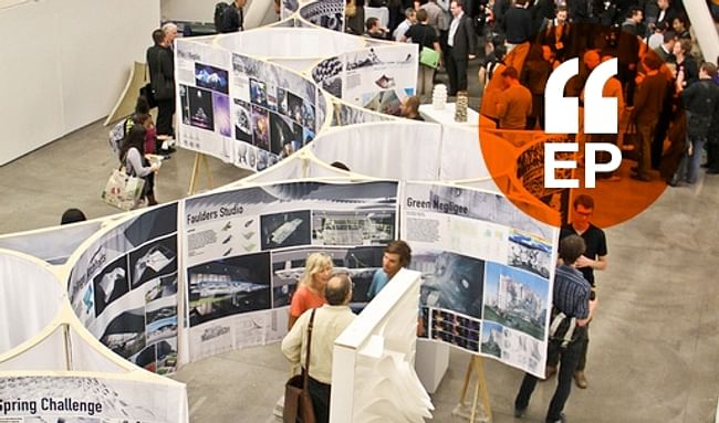 CCA Architecture show in the Nave, the campus' main drag and exhibition space. Image credit- Jim Norrena, courtesy of CCA