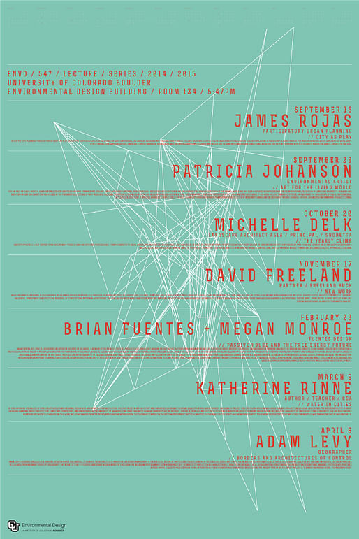 "5:47 Lecture Series" at the University of Colorado, Boulder. Poster design: Charles Newmyer. Courtesy of Charles Newmyer.