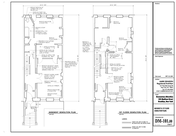 Basement & First Floor Demolition Plans