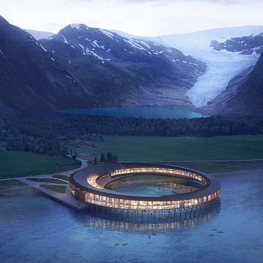 Snøhetta's concept for the “Svart” hotel in Norway. Rendering © Snøhetta/Plompmozes.