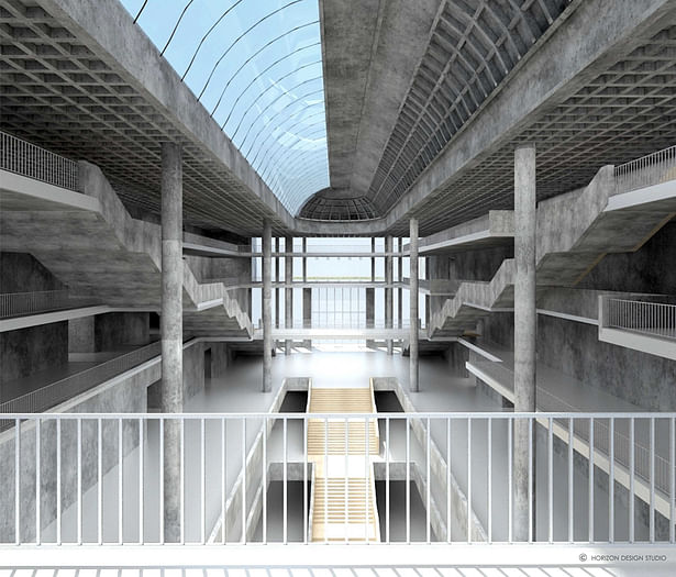 MAIN CONCOURSE - LOOKING TOWARDS THE MAIN ENTRANCE FROM SECOND LEVEL