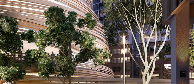 A render of the 'Darling Exchange.' Image credit Kengo Kuma Architects / the City of Sydney