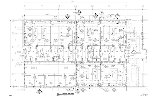 Typical floor plan with 3 laboratory modules and one office module