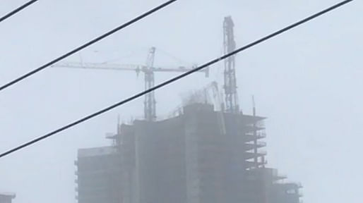 Collapsed crane at a high-rise construcrion site in Miami on Sunday, September 10. Photo via @LincolnOBarry on Twitter.