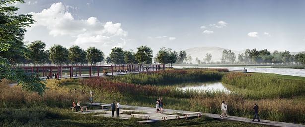 033 – WETLAND PERSPECTIVE - Image Courtesy of ONZ Architects & MDesign