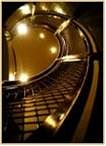 Interior picture of spiral stainless steel stair.