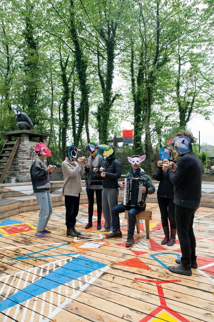 Animal Party in Mon(s) Invisible – the suspended garden, realized for Mons Capital of Culture 2015. Credit: ConstructLab