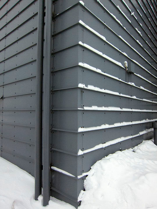 Horizontal standing seam wall cladding on Rovaniemi Airport by Heikkinen-Komonen