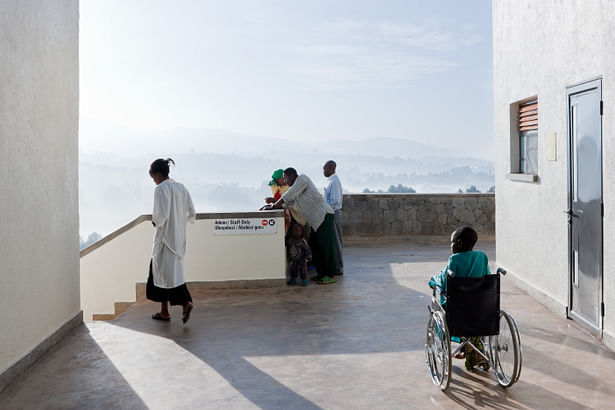 Ward balcony with view east to valley.