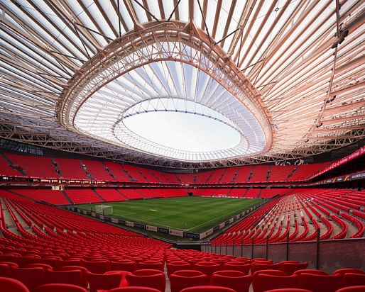 San Mames Football Stadium Cable Roof Extension, Bilbao, Spain, by IDOM. Photo: IDOM. 