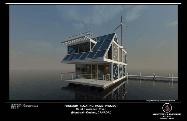 Floating House Case Study : A - 1 (Daytime Ext. Perspective)