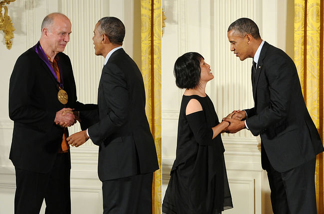 Tod Williams and Billie Tsien presented with National Medal of Arts by President Obama. Photos by Jocelyn Augustino.