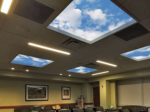 The Thomas P. and Marcia L. Marker Revelation SkyCeiling at The Women's Board Center for Radiation Therapy at Rush University Medical Center.