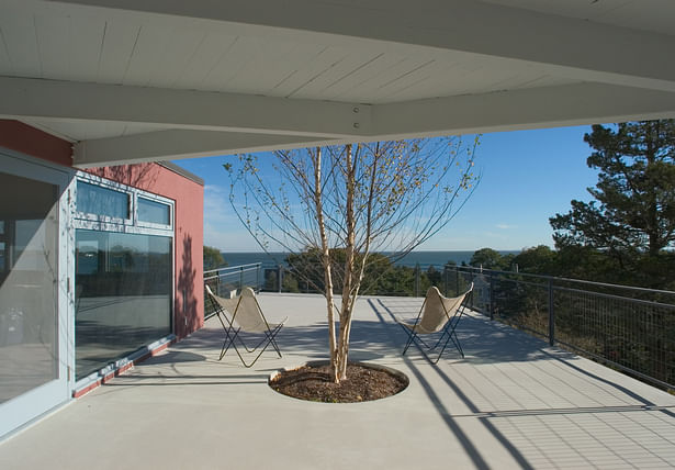 CONNECTICUT SHORE HOUSE – Concrete deck with view of L.I. sound