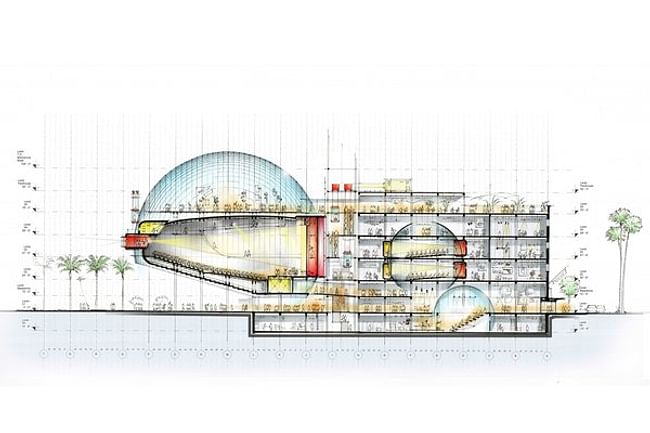 The current architectural rendering for The Academy Museum of Motion Pictures. (©Renzo Piano Building Workshop_©Studio Pali Fekete architects_©A.M.P.A.S.)