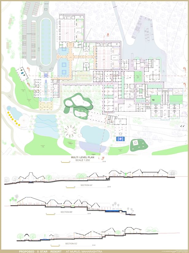 Floor Plan Of Resort Main Building + Sections