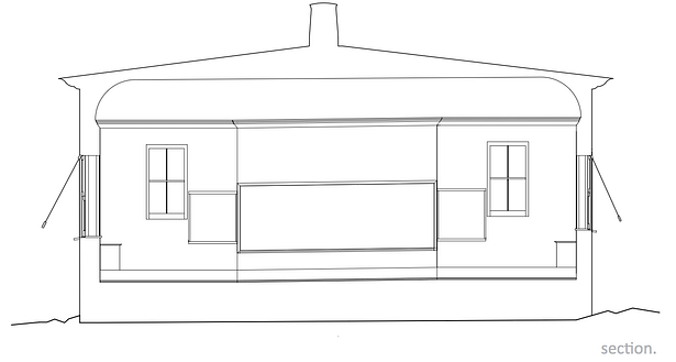 Interior section elevation.