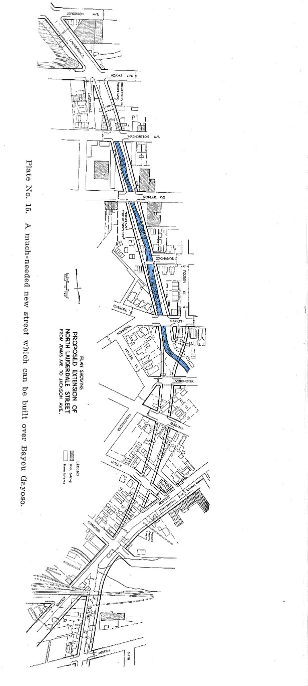 Plan showing the Gayoso Bayou covered by Lauderdale Avenue Ext.