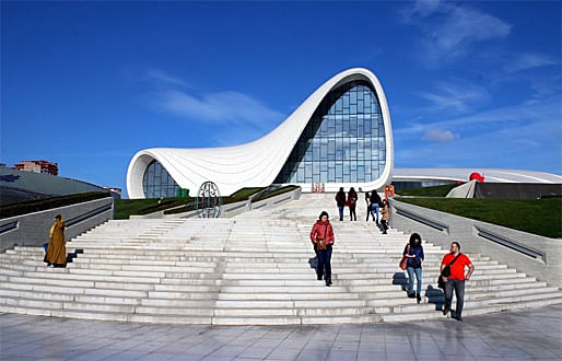 The Heydar Aliyev Center in Azerbaijan's capital of Baku has earned worldwide recognition for its Zaha Hadid design — as well as outrage about reported human rights violations. Calvert Journal writer Anya Filippova calls it "the most celebrated piece of modern architecture in the post-Soviet world." (Photo: ljubar; Image via calvertjournal.com)