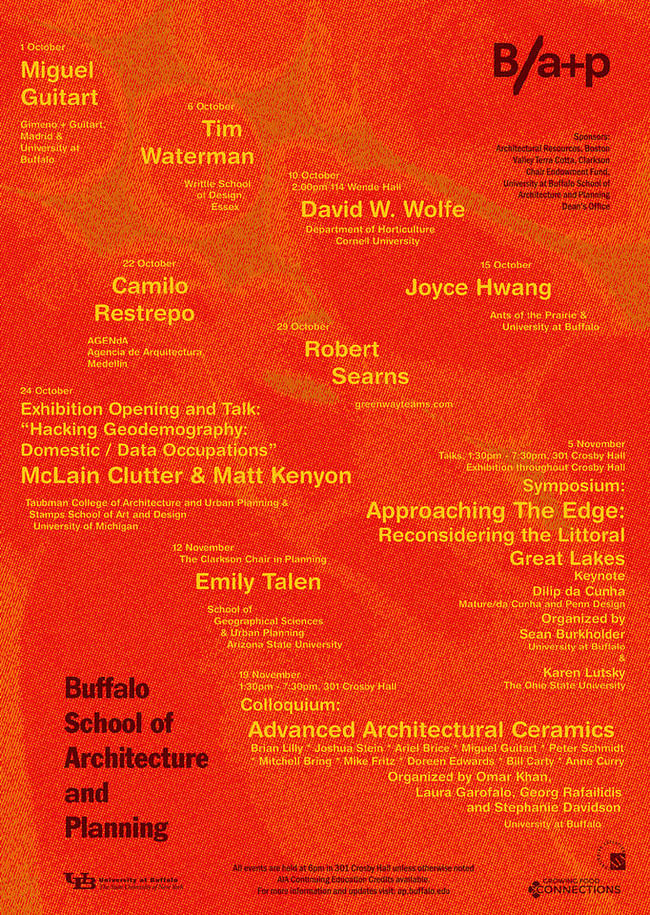 Fall 2014 public programs for the University at Buffalo School of Architecture + Planning. 