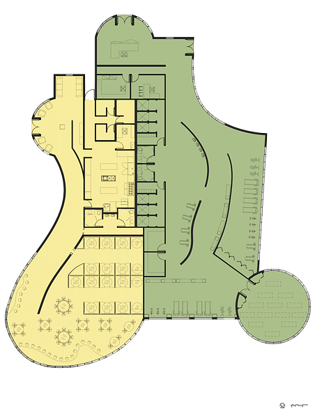 Rooted Restaurant and Tea Room / Evolve Fitness Center Floor Plan: AutoCAD, Adobe Photoshop