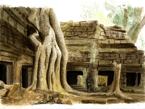 Watercolor, Angkor Wat