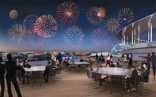 View of the Pavilion Deck. Image courtesy of Fentress Architects / Pavilion USA 2020.