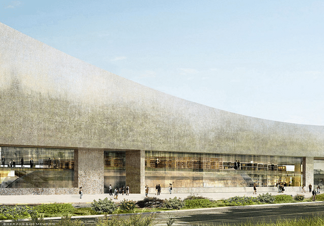 The façade of the National Library will be made of stone. Credit: Herzog & de Meuron