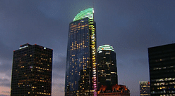 Wilshire Grand, the tallest building in Los Angeles, lights up over the weekend