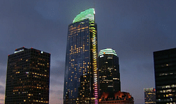 Wilshire Grand, the tallest building in Los Angeles, lights up over the weekend