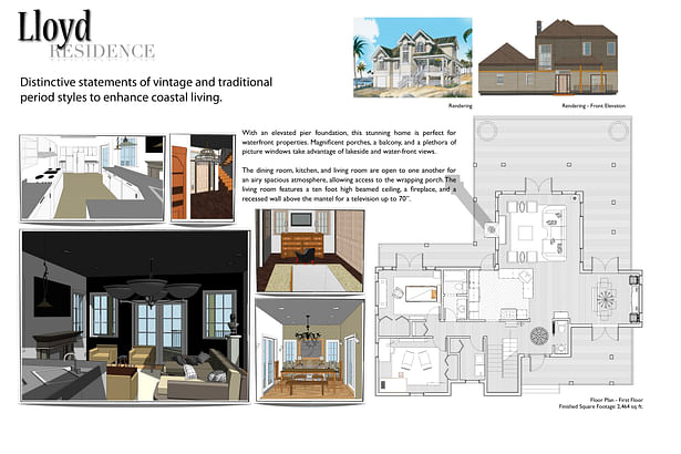 FIRST FLOOR CONCEPT BOARD - Residential Design I created in Revit Architecture