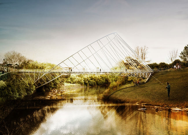 The 'O' bridge by Christ Precht of penda and Alex Daxböck - Proposal for Salford Meadows Bridge Competition.