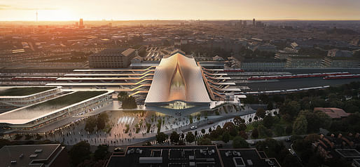 Rendering of Zaha Hadid Architects' winning proposal, 'Green Connect.' Render by Negativ, image courtesy of ZHA.