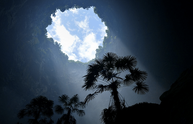 A view from the bottom of the sinkhole. Credit: SONG WEN/XINHUA/ZUMA PRESS via Wall Street Journal