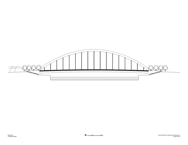 Citadella Bridge, elevation. Image Courtesy Richard Meier & Partners Architects.