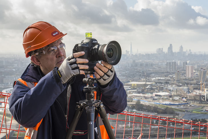 Paul Raftery on location shooting a video of Manhattan Loft Gardens, Stratford for Manhattan Loft Corp, SOM and Bouygues ©Dan Lowe