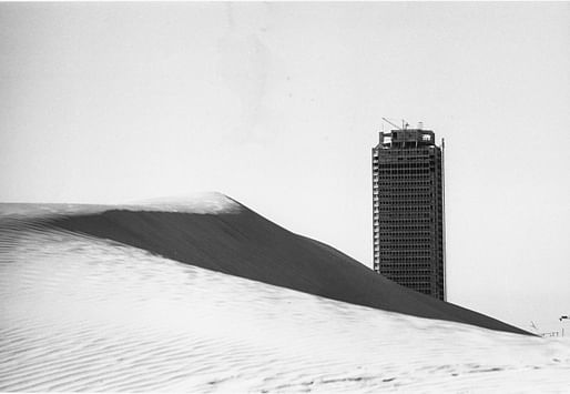 John Harris, National Bank of Dubai along Dubai Creek in Deira, ca. 1970s, United Arab Emirates. Courtesy of the John R. Harris Library, Dubai and Henk Snoek / RIBA Collections. From the 2019 individual grant to Todd Reisz for 'Showpiece: How Architecture Made Dubai'.