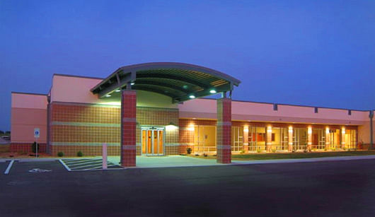 Main entrance of I-70 Medical Center. The Missouri Hospital Association later used this image for their annual report. 
