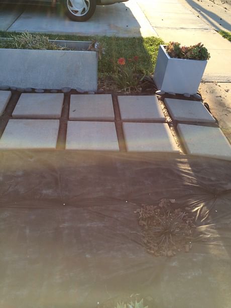 Sustainable hard scape/ landscape project with poured in place concrete panels