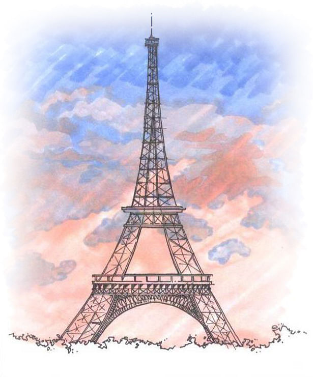 Hand Sketch - Eiffel Tower, Paris, France (Pen & Marker)
