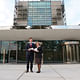 ©ICC-CPI: President Silvia Fernández de Gurmendi receives a symbolic key of the new premises from Mr Bart van Eijk, Project manager of Courtys, the consortium in charge of construction works, on 12 November 2015.