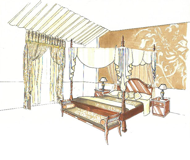 Proposal for a Bedroom in Melville Castle Hotel - Competition.